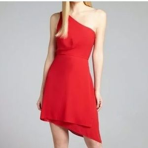 BCBG red one sleeve dress
